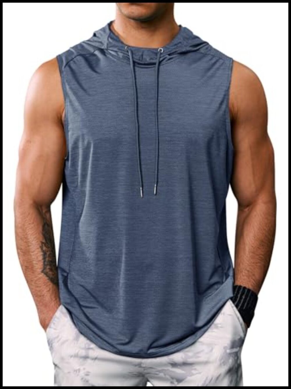 Men's Hooded Tank Top Lightweight Cooling Muscle Gym Sleeveless Hoodie